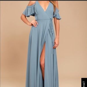 Lulus Easy Listening Slate blue maxi dress